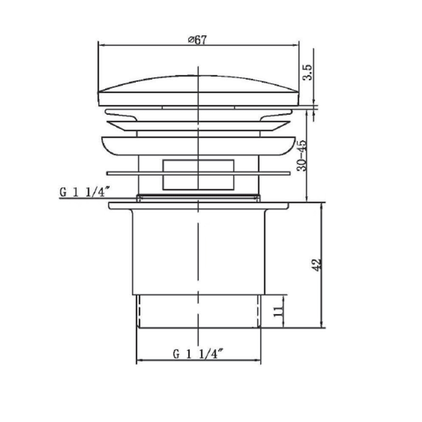 Sapho - Odpływ umywalkowy Ø 6,7 cm, chrom błyszczący