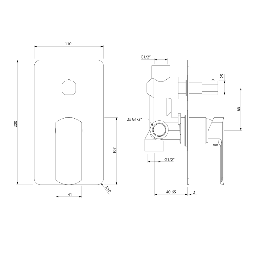 Sapho - Podtynkowa bateria prysznicowa MIXONA, chrom błyszczący