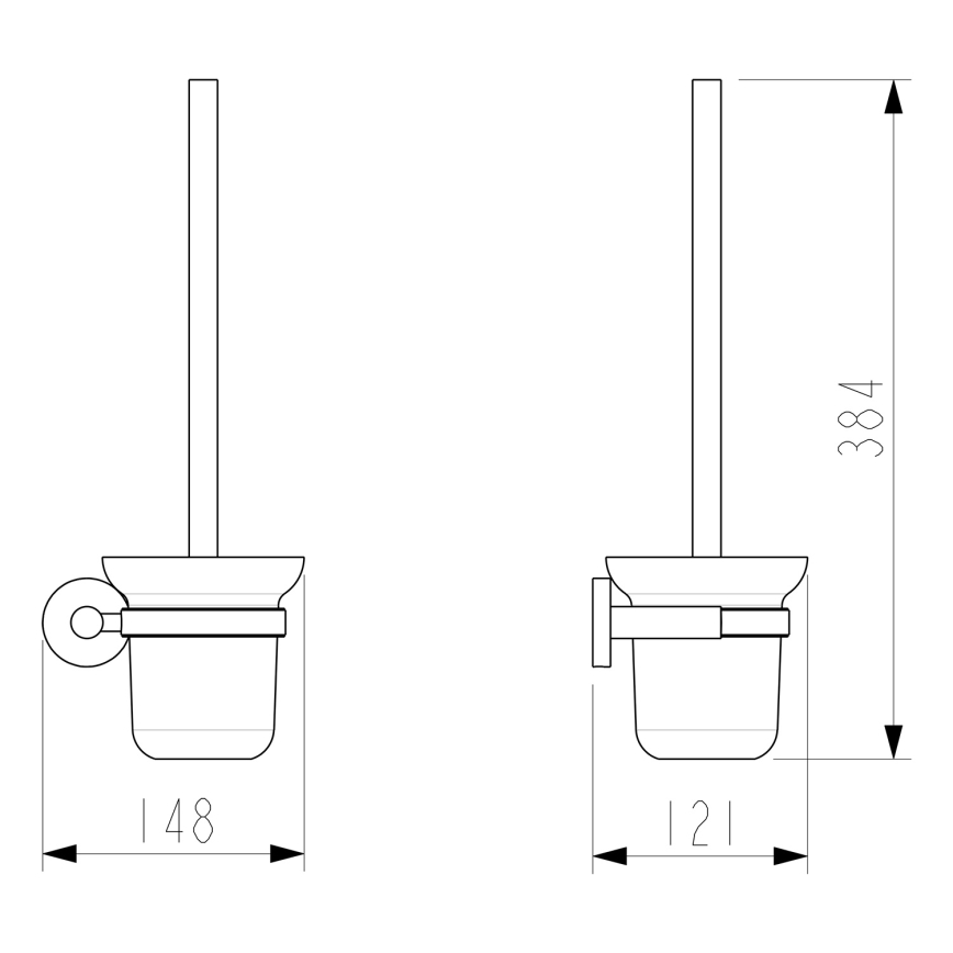 Sapho - Ścienna szczotka WC X-ROUND szkło mleczne/chrom błyszczący