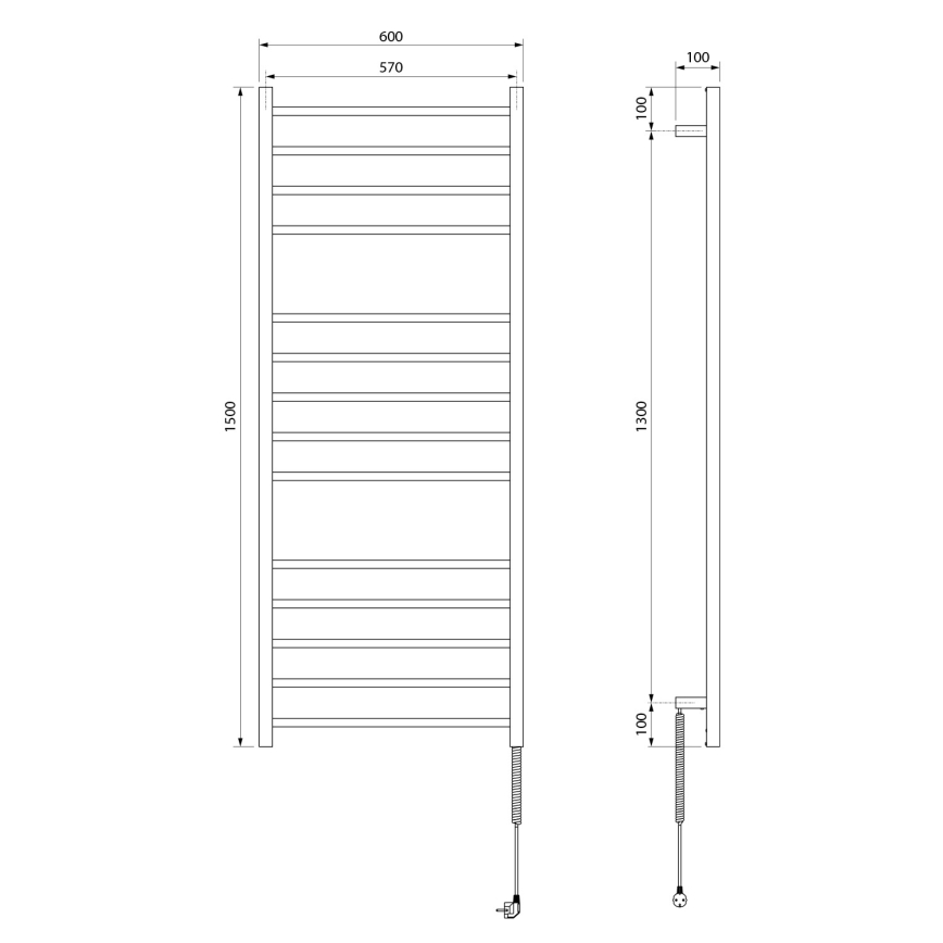 Sapho - Suszarka elektryczna do ręczników ESKINADO 130W 150x60 cm stal nierdzewna/błyszczący chrom