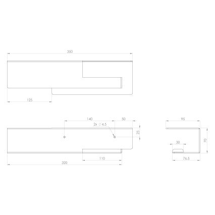 Sapho - Uchwyt na papier toaletowy z półką 9,5x35 cm czarny mat