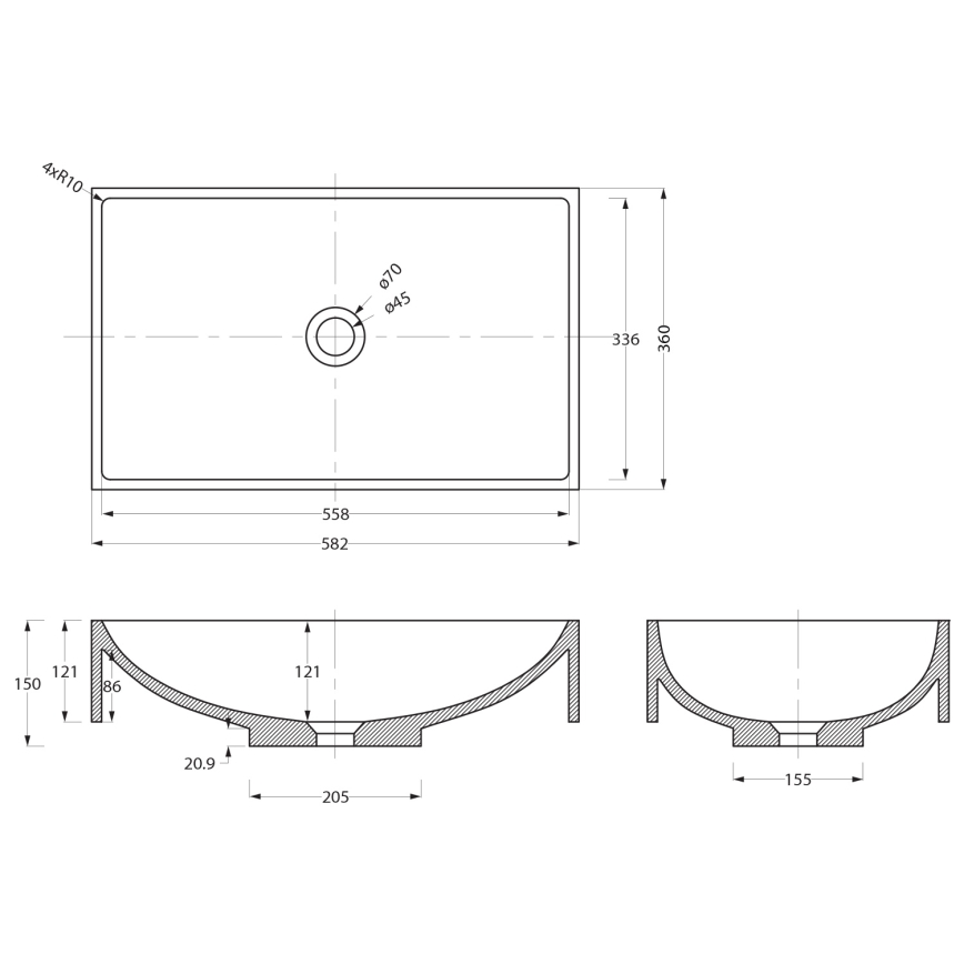 Sapho - Umywalka nablatowa 58x36 cm beton/beżowa