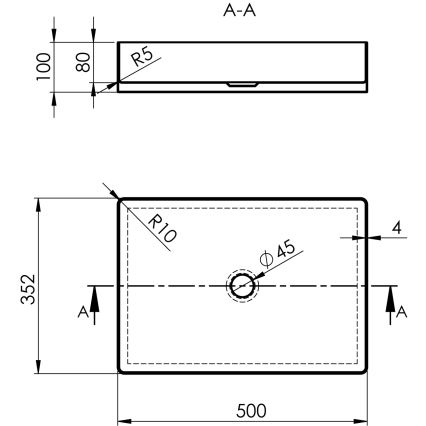 Sapho - Umywalka nablatowa AURUM 50 x 35 cm antracyt