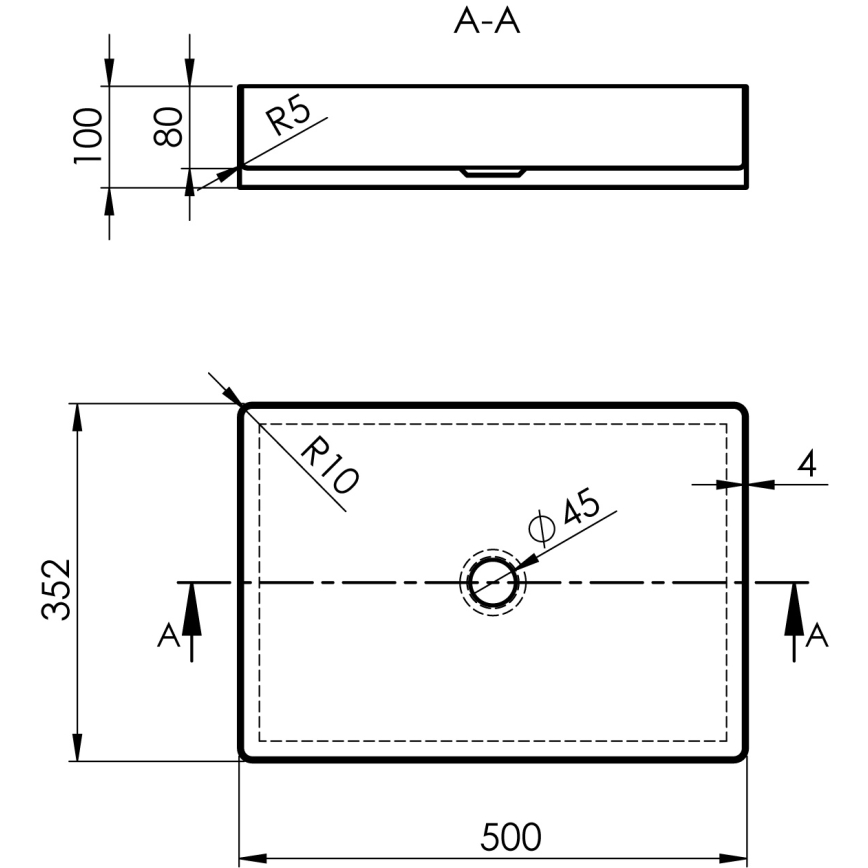 Sapho - Umywalka nablatowa AURUM 50 x 35 cm antracyt