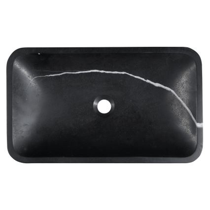 Sapho - Umywalka nablatowa BLOK 60x35 cm kamień/matowa czerń