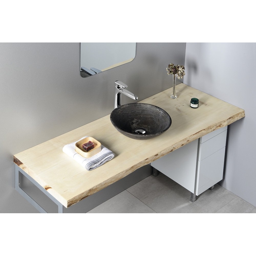 Sapho - Umywalka nablatowa BLOK Ø 40 cm brązowy/kamień