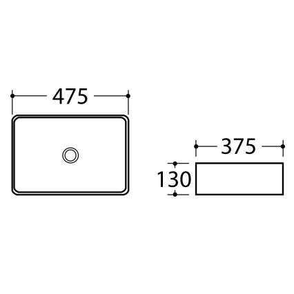Sapho - Umywalka nablatowa DALMA 47,5x37,5 cm ceramika/Carrara