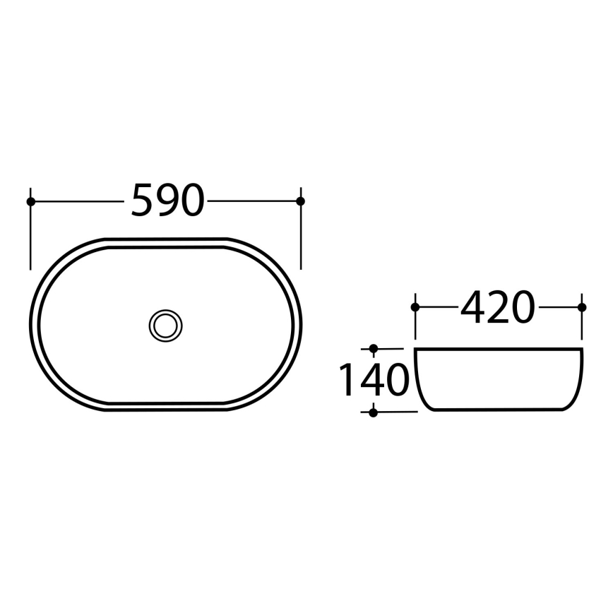 Sapho - Umywalka nablatowa DALMA 59x42 cm ceramika/carrara