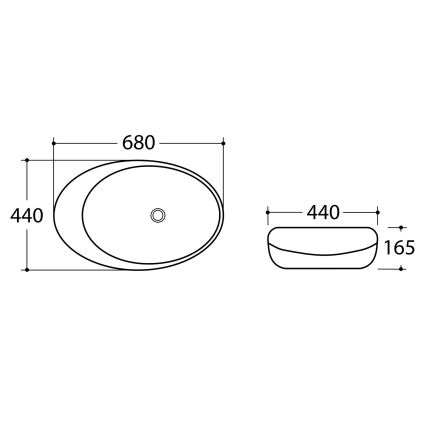 Sapho - Umywalka nablatowa DALMA 68x44 cm, szara