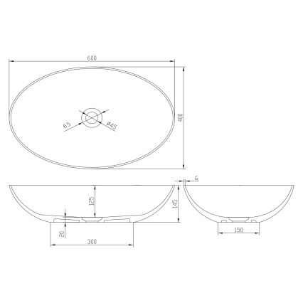 Sapho - Umywalka nablatowa FORMIGO 60x40 cm beton/antracyt