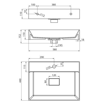 Sapho - Umywalka nablatowa GODIVA 58x44 cm marmur/biały
