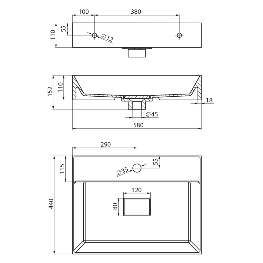 Sapho - Umywalka nablatowa GODIVA 58x44 cm marmur/biały
