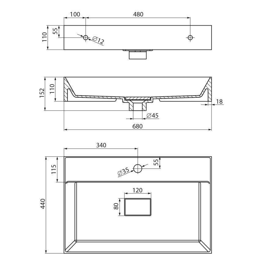 Sapho - Umywalka nablatowa GODIVA 68x44 cm marmur/biała