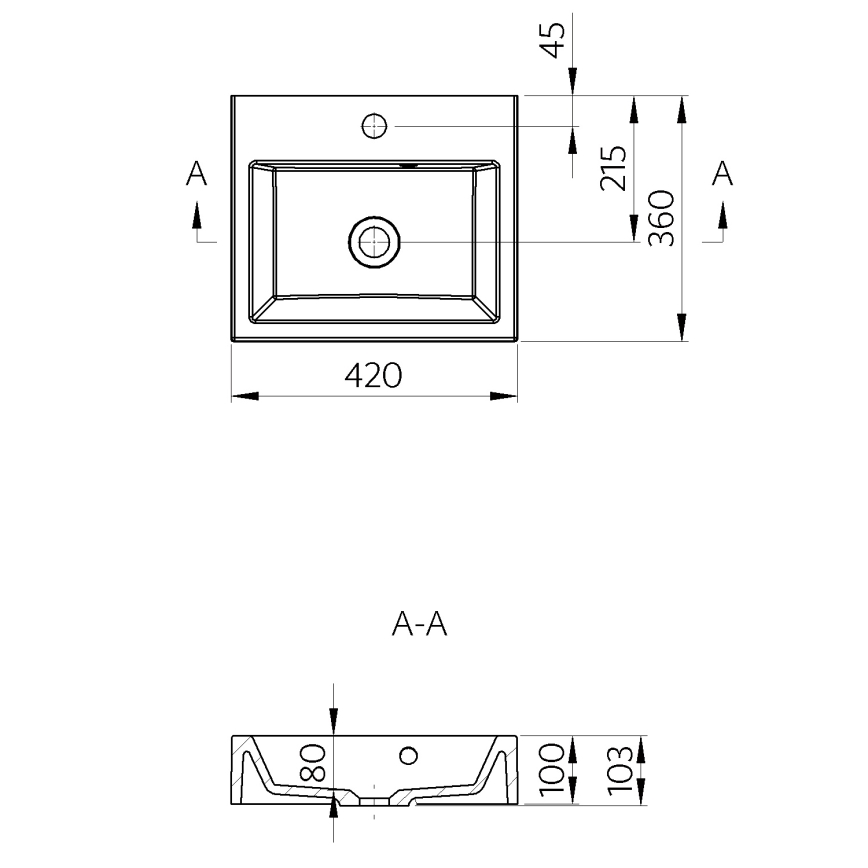 Sapho - Umywalka nablatowa ORINOKO 42x36 cm ceramika/biała