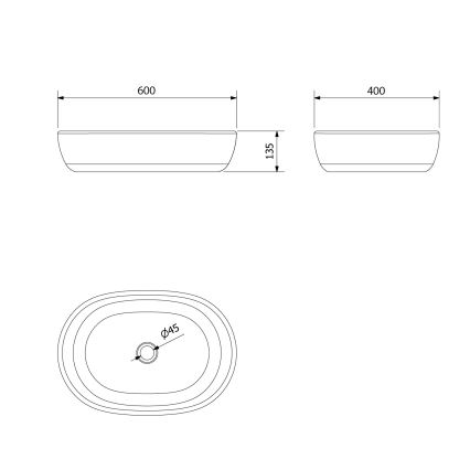 Sapho - Umywalka nablatowa PRIORI 60x40 cm ceramika/czarna/niebieska