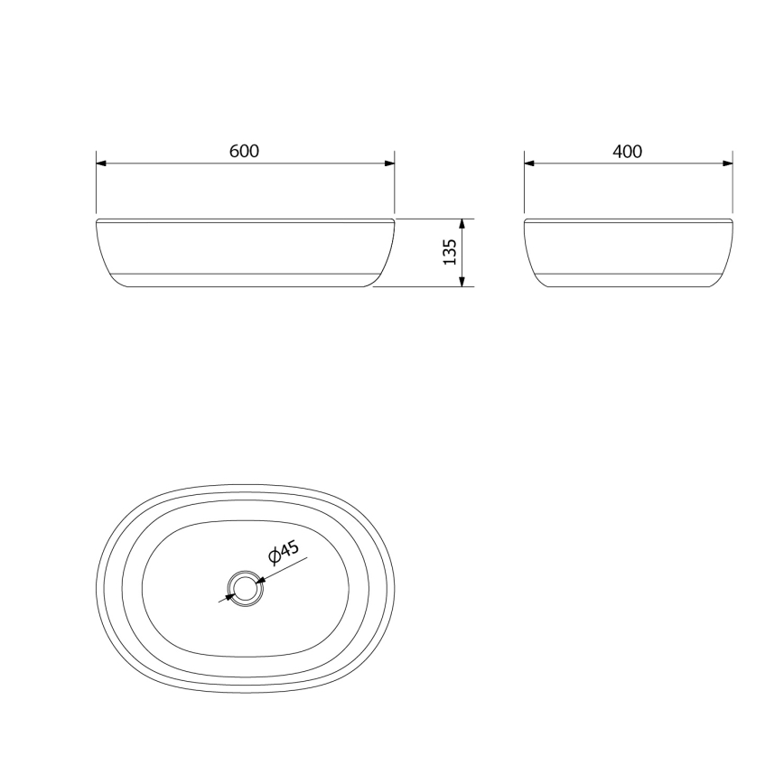 Sapho - Umywalka nablatowa PRIORI 60x40 cm ceramika/czarna/niebieska