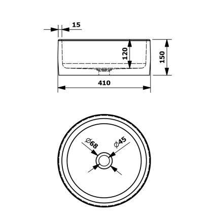 Sapho - Umywalka nablatowa PRIORI śr. 41 cm ceramika/niebieska