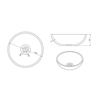 Sapho - Umywalka nablatowa PRIORI śr. 42 cm ceramika/zielona