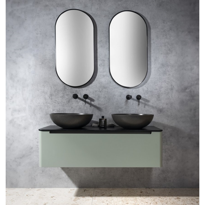 Sapho - Umywalka nablatowa TURF Ø 44 cm beton/czarny granit