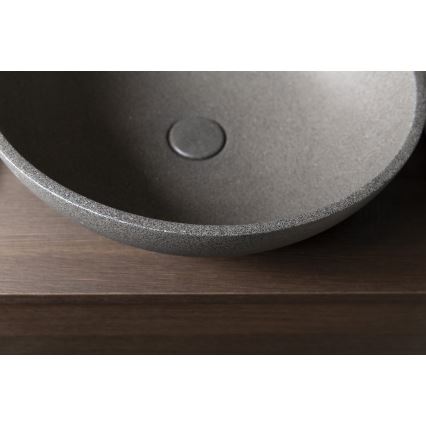 Sapho - Umywalka nablatowa TURF Ø 44 cm beton/czarny granit