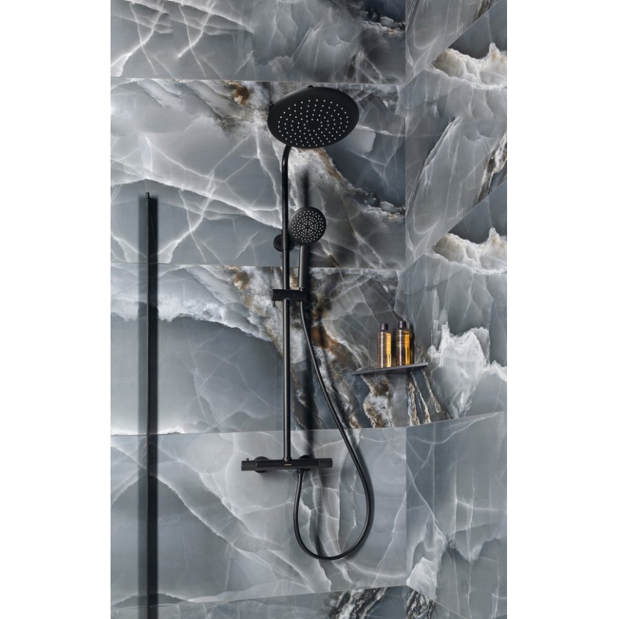 Sapho - Zestaw prysznicowy z baterią SOLARIS, czarny mat