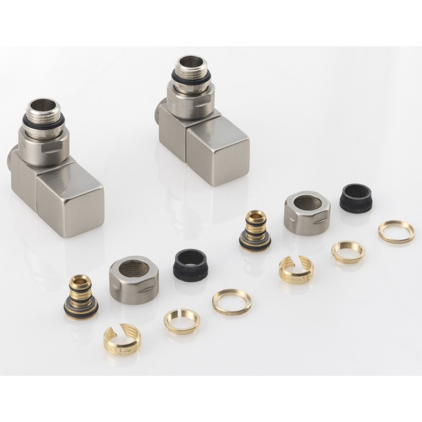 Sapho - Zestaw przyłączeniowy zaworów kątowych CUBE 2 szt. szczotkowana stal nierdzewna