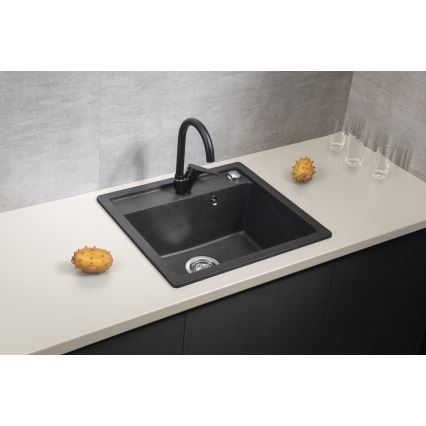 Sapho - Zlewozmywak kuchenny 53x50 cm granitowy/czarny