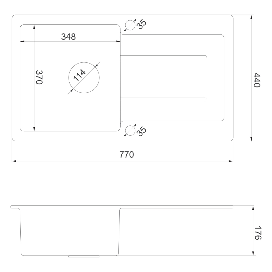 Sapho - Zlewozmywak kuchenny 77x44 cm granit/czarny