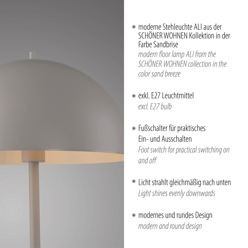 Schöner Wohnen 11727-39 - Lampa stojąca ALI 1xE27/25W/230V szara