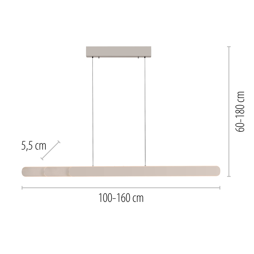 Schöner Wohnen 12577-39 - LED ściemnialny żyrandol na linkach ADRIANA ROUND 2xLED/24W/230V 2700/3000/3500/4000/5000K szary