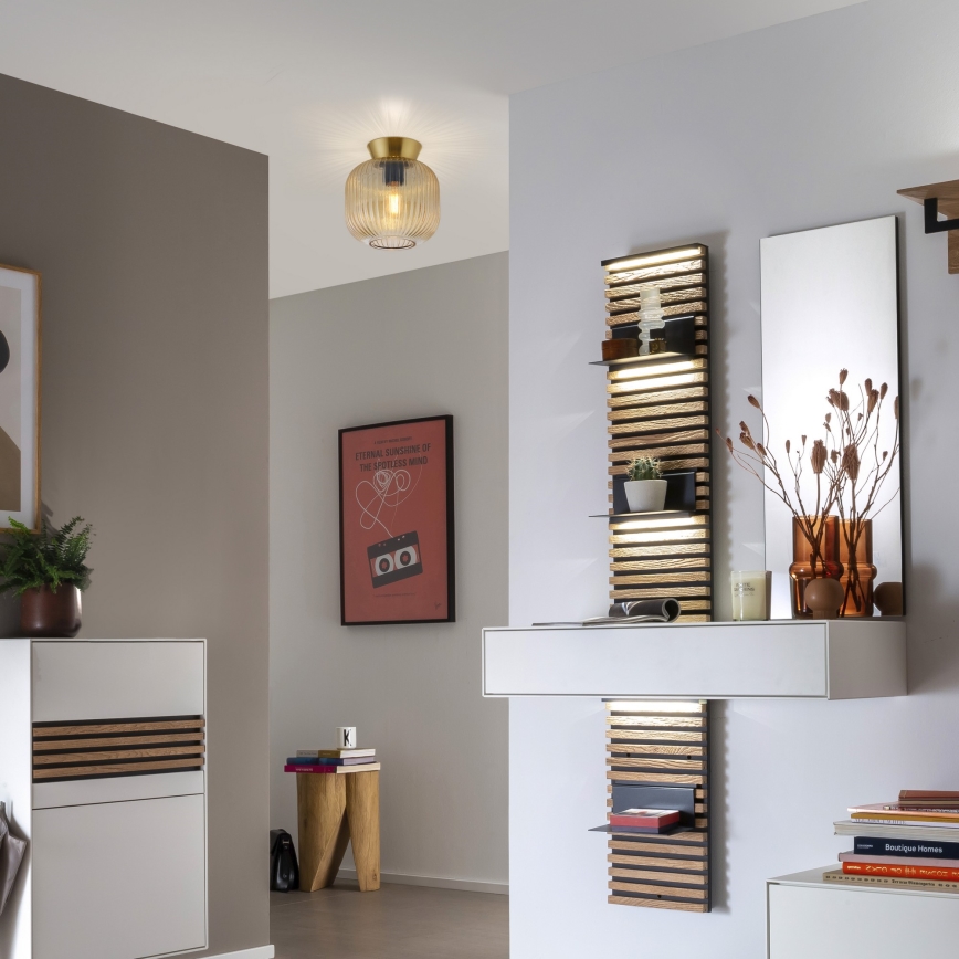 Schöner Wohnen 13574-27 - Lampa sufitowa NAMI 1xE27/25W/230V Ø 20 cm złota/beżowa/przydymiona