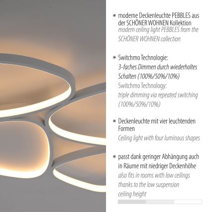 Schöner Wohnen 14038-16 - LED ściemnialna oprawa sufitowa PEBBLES LED/35,5W/230V biała