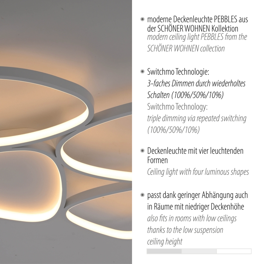 Schöner Wohnen 14038-16 - LED ściemnialna oprawa sufitowa PEBBLES LED/35,5W/230V biała