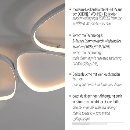 Schöner Wohnen 14039-16 - Ściemnialna oprawa sufitowa LED PEBBLES LED/35,5W/230V biała