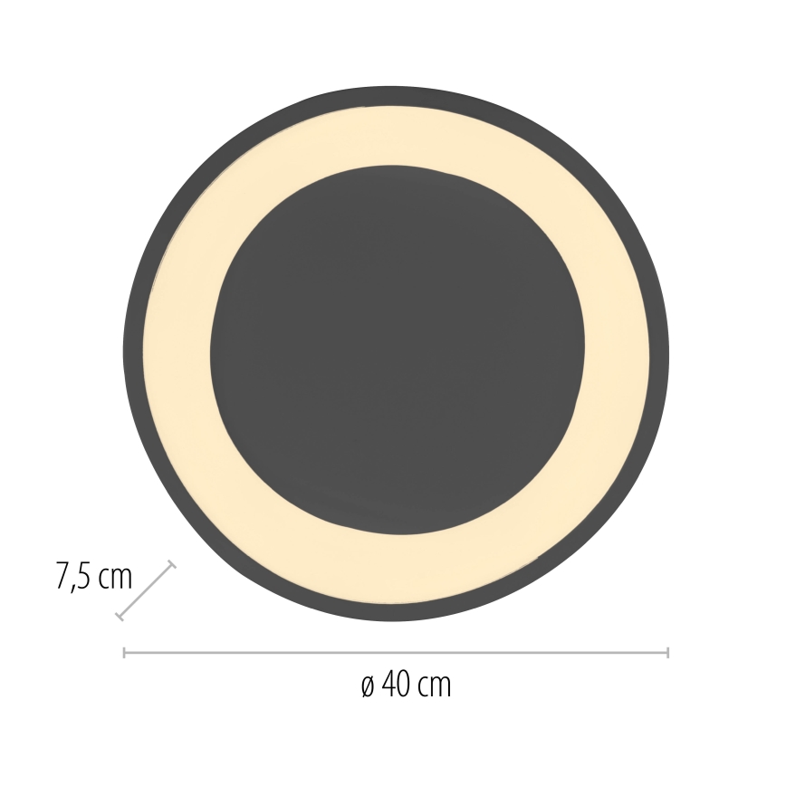 Schöner Wohnen 14233-18 - ściemnialna lampa sufitowa LED MONTA LED/21W/230V, śr. 40 cm, czarna