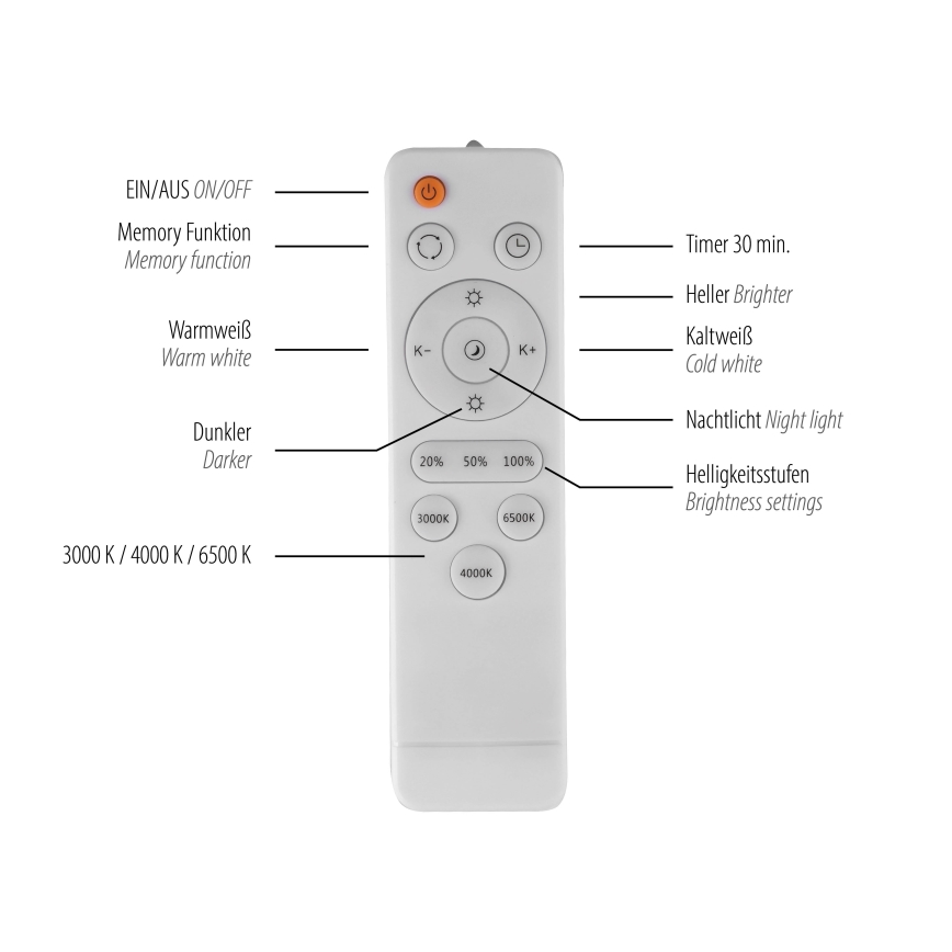 Schöner Wohnen 14595-39 - ściemnialna lampa sufitowa TAVOLI LED/34W/230V 2700-6500K Ø 49 cm szara + pilot zdalnego sterowania