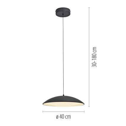 Schöner Wohnen 14606-18 - Ściemnialna lampa wisząca LED na lince LENTE LED/17W/230V Ø 40 cm czarna