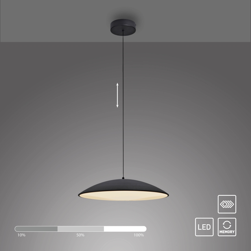 Schöner Wohnen 14607-18 - ściemnialna lampa wisząca na lince LENTE LED/23W/230V średnica 50 cm czarna