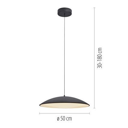 Schöner Wohnen 14607-18 - ściemnialna lampa wisząca na lince LENTE LED/23W/230V średnica 50 cm czarna