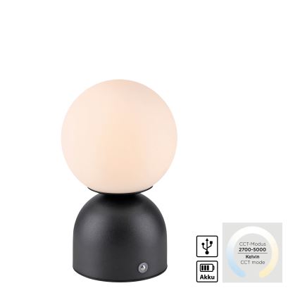 Schöner Wohnen 19218-18 - LED dotykowo ściemniana ładowalna lampa biurkowa RUDI LED/1,2W/5V 3000-6000K 1200 mAh czarna