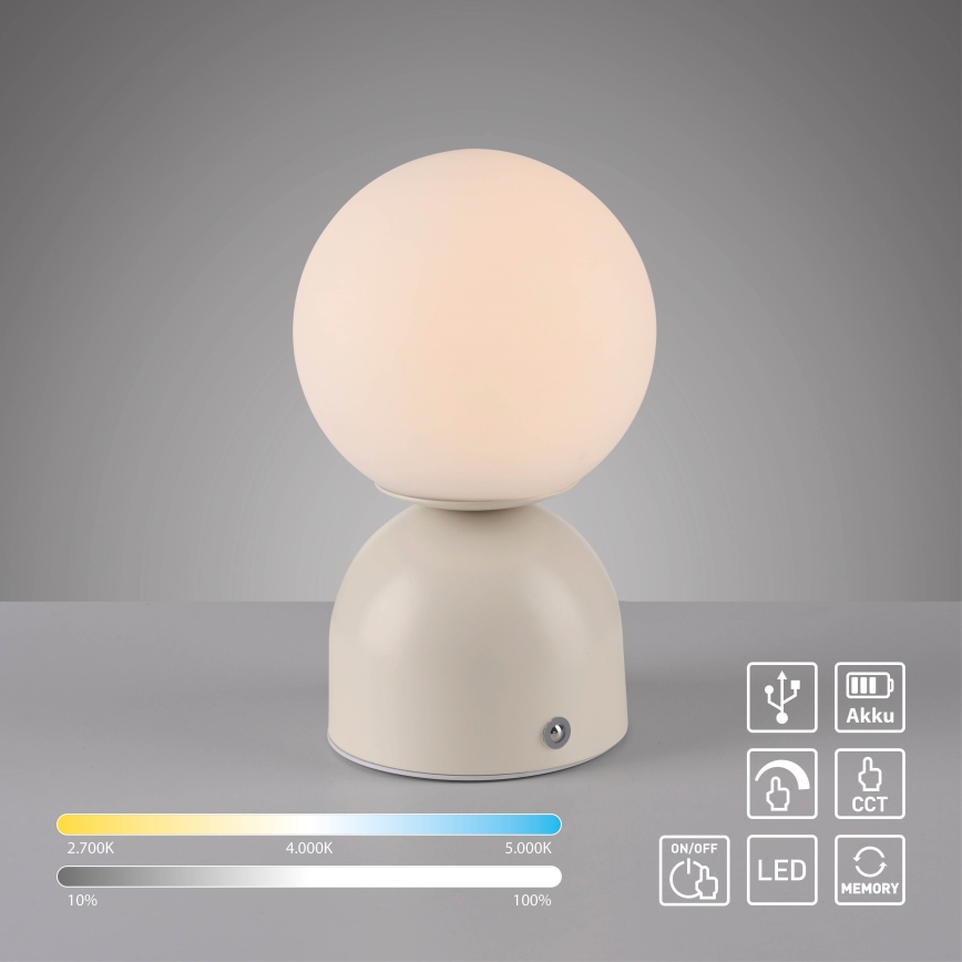 Schöner Wohnen 19218-39 - Ściemniana dotykowa ładowalna lampa stołowa RUDI LED/1,2W/5V 3000-6000K 1200 mAh szara