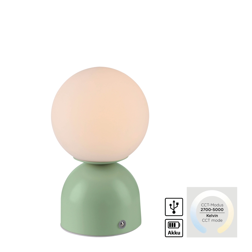 Schöner Wohnen 19218-43 - ściemniana, sterowana dotykowo, ładowalna lampka stołowa LED RUDI LED/1,2 W/5 V 3000–6000 K 1200 mAh zielona