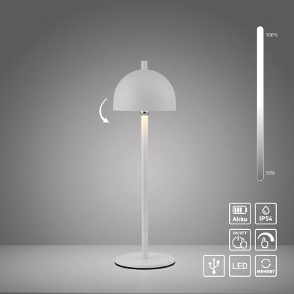 Schöner Wohnen 19244-16 - Zewnętrzna, ładowalna, dotykowa, ściemniana lampa stołowa LED BELLIS LED/2,5W/5V 2600 mAh IP54 biała