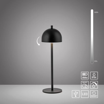 Schöner Wohnen 19244-18 - ściemniana, dotykowa, ładowalna lampa stołowa zewnętrzna LED BELLIS LED/2,5 W/5 V 2600 mAh IP54 czarna
