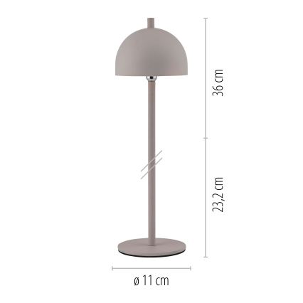Schöner Wohnen 19244-39 - ściemnialna dotykowa ładowalna zewnętrzna lampa stołowa BELLIS LED/2,5W/5V 2600 mAh IP54 szara
