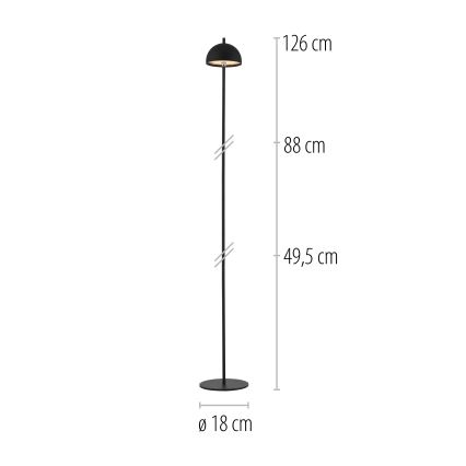 Schöner Wohnen 19245-18 - LED, ściemniana, dotykowa, ładowalna zewnętrzna lampa stojąca BELLIS LED/2,5W/5V 2600 mAh IP54 czarna