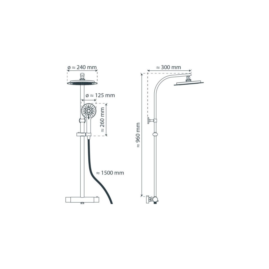 Schütte 60046 - Zestaw prysznicowy z baterią termostatyczną MADURA FRESH, chrom błyszczący