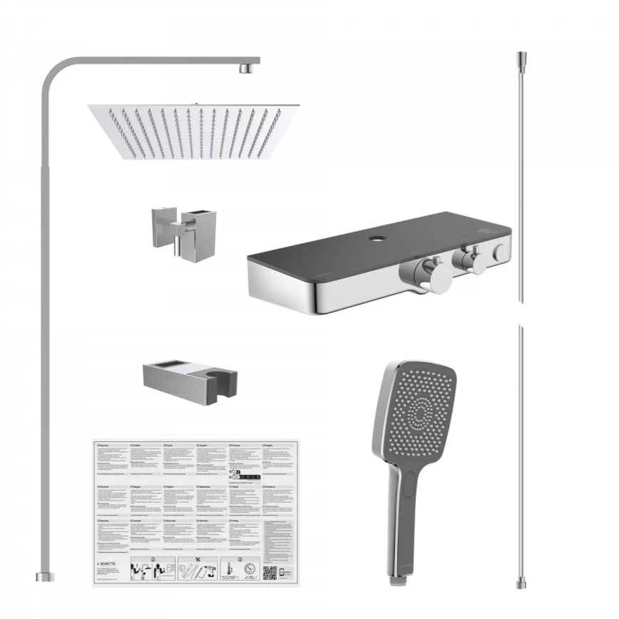 Schütte 60531 - Zestaw prysznicowy z baterią termostatyczną OCEAN, chrom połysk/antracyt