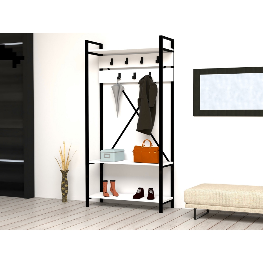 Ściana do przedpokoju ALFA 180x90 cm biały/czarny