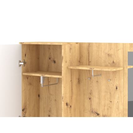 Ściana do przedpokoju z lustrem NOLAN dąb Artisan/biały